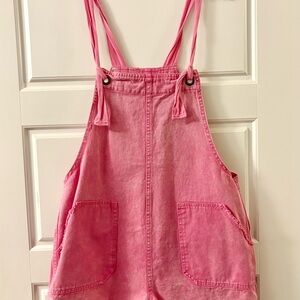 Pink Kids Overall Dress - Pink Denim Overalls
